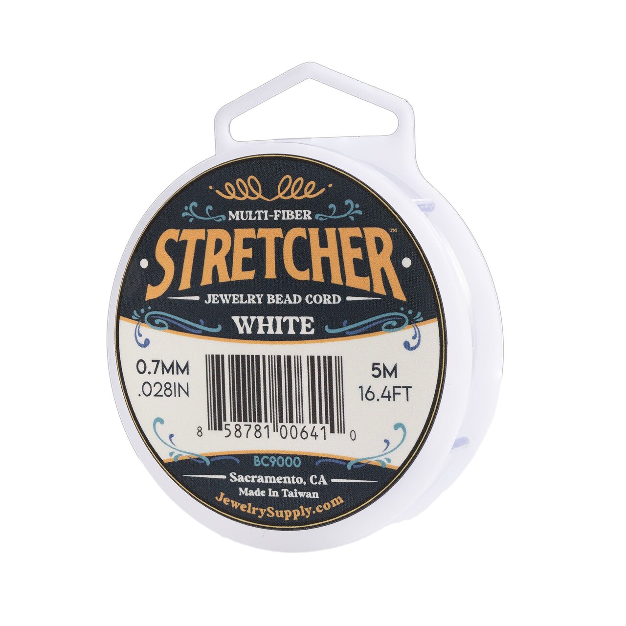 Stretcher Beading Cord – Multi-Fiber Stretchy Jewelry Bead Cord – White Color, 0.7mm Diameter, 5 Meter Spool – Jewelry Making Cord for Creating Necklaces, Bracelets, and DIY Crafts